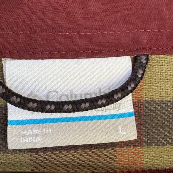 Columbia Mens Plaid Long Sleeve Button-Up Shirt L Green & Red - Picture 5 of 10